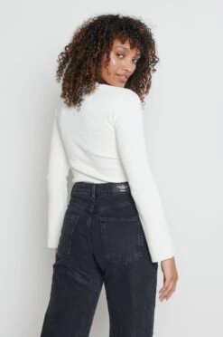 Jayla Long Sleeve Knit Top - Cream -Outlet Stylistae Store Jayla cream 3879