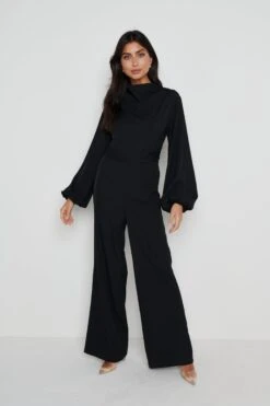 Jemima Balloon Sleeve Jumpsuit - Black