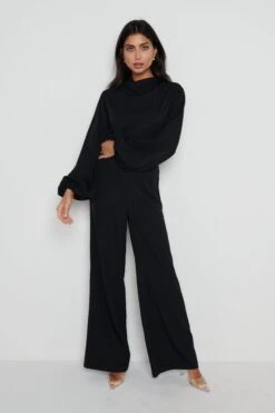 Jemima Balloon Sleeve Jumpsuit - Black -Outlet Stylistae Store Jemima black 3114