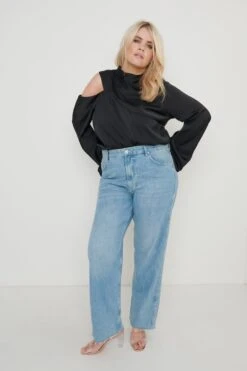 Jett Asymmetric Blouse - Black -Outlet Stylistae Store Jett Blouse Black Curve29