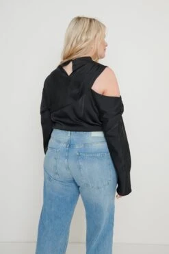 Jett Asymmetric Blouse - Black -Outlet Stylistae Store Jett Blouse Black Curve70