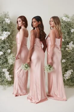Keisha Maxi Bridesmaid Dress - Matte True Blush -Outlet Stylistae Store KESHIA SATIN BLUSH 1208