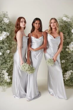 Keisha Maxi Bridesmaid Dress - Matte Silver
