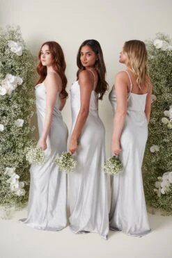 Keisha Maxi Bridesmaid Dress - Matte Silver 11 Keisha Maxi Bridesmaid Dress - Matte Silver -Outlet Stylistae Store KESHIA SATIN SILVER 3259