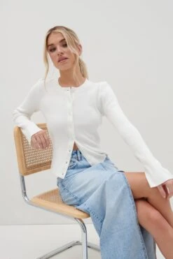 Lacey Button Down Top - Cream