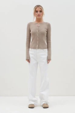 Lacey Button Down Top - Taupe -Outlet Stylistae Store Lacey Button Down Top Taupe 1889