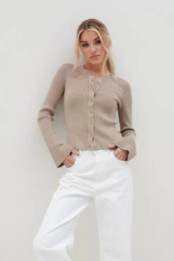 Lacey Button Down Top - Taupe -Outlet Stylistae Store Lacey Button Down Top Taupe 1952