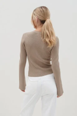 Lacey Button Down Top - Taupe -Outlet Stylistae Store Lacey Button Down Top Taupe 1961