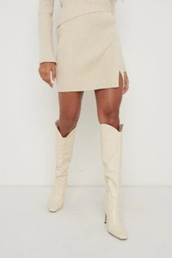 Lakelyn Wrap Mini Knit Skirt - Beige 9 Lakelyn Wrap Mini Knit Skirt - Beige -Outlet Stylistae Store Lakelyn Backless Knit Top Beige 1938