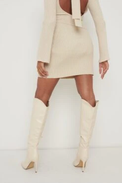 Lakelyn Wrap Mini Knit Skirt - Beige 7 Lakelyn Wrap Mini Knit Skirt - Beige -Outlet Stylistae Store Lakelyn Backless Knit Top Beige 1958