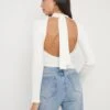 Lakelyn Backless High Neck Knit Top - Cream