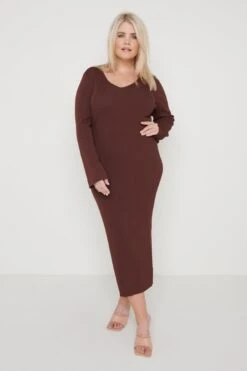 Lara Long Sleeve Dress- Brown 12 Lara Long Sleeve Dress- Brown -Outlet Stylistae Store Lara Long Sleeve Brown 892