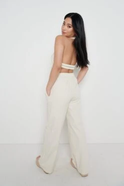 Lexi Scrunch Backless Jumpsuit - Off White -Outlet Stylistae Store Lexi jumpsuit cream 599