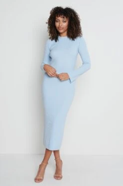 Lia Backless Knit Dress - Ice Blue