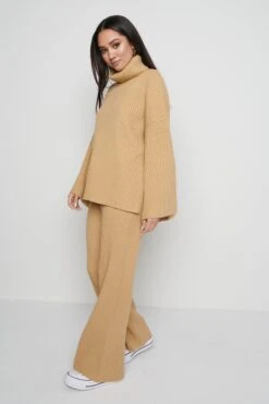 Lina Ribbed Trousers- Camel