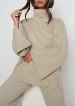 Lina Ribbed Jumper - Stone