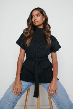 Lina Sleeveless Jumper- Black -Outlet Stylistae Store Lina sleeveless jumper black 3144