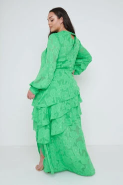 Lois Cross Back Jaquard Maxi Dress Curve - Emerald Green -Outlet Stylistae Store Lois Cross Back Jaquard Maxi Emerald Curve 1111