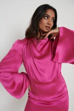 Loren Satin Mini Dress - Pink -Outlet Stylistae Store Loren Satin Mini Pink74