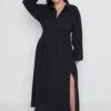 Loretta Shirred Midaxi Dress Curve - Black