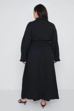 Loretta Shirred Midaxi Dress Curve - Black -Outlet Stylistae Store Loretta Shirred Midaxi Black Curve 897