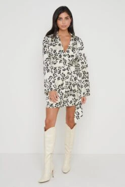 Louis Printed Satin Dress - Monochrome -Outlet Stylistae Store Louis Printed Satin Dress 3534