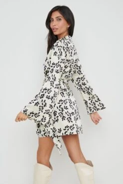 Louis Printed Satin Dress - Monochrome -Outlet Stylistae Store Louis Printed Satin Dress 3569