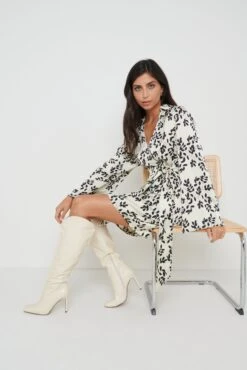 Louis Printed Satin Dress - Monochrome -Outlet Stylistae Store Louis Printed Satin Dress 3581