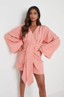 Louise Knot Drape Dress - Terracotta -Outlet Stylistae Store Louise Knot Drape Dress Terracotta 2598