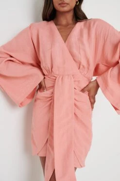 Louise Knot Drape Dress - Terracotta -Outlet Stylistae Store Louise Knot Drape Dress Terracotta 2616