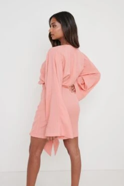 Louise Knot Drape Dress - Terracotta -Outlet Stylistae Store Louise Knot Drape Dress Terracotta 2634