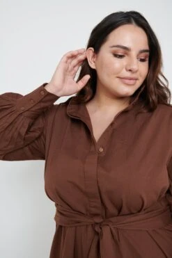 Mabel Mini Shirt Dress- Brown -Outlet Stylistae Store Mabel shirt dress brown 4617