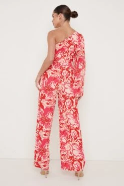Maddie One Shoulder Printed Jumpsuit - Pink And Red Floral 6 Maddie One Shoulder Printed Jumpsuit - Pink And Red Floral -Outlet Stylistae Store Maddie Jumpsuit Floral 652 1 min