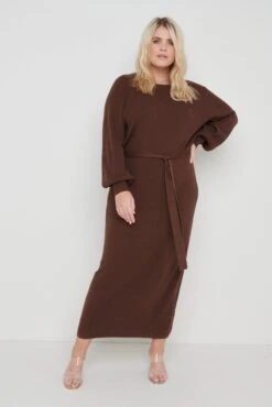 Mae Crew Neck Knit Dress - Forest Gateau -Outlet Stylistae Store Mae Dress Gateau Curve 3383