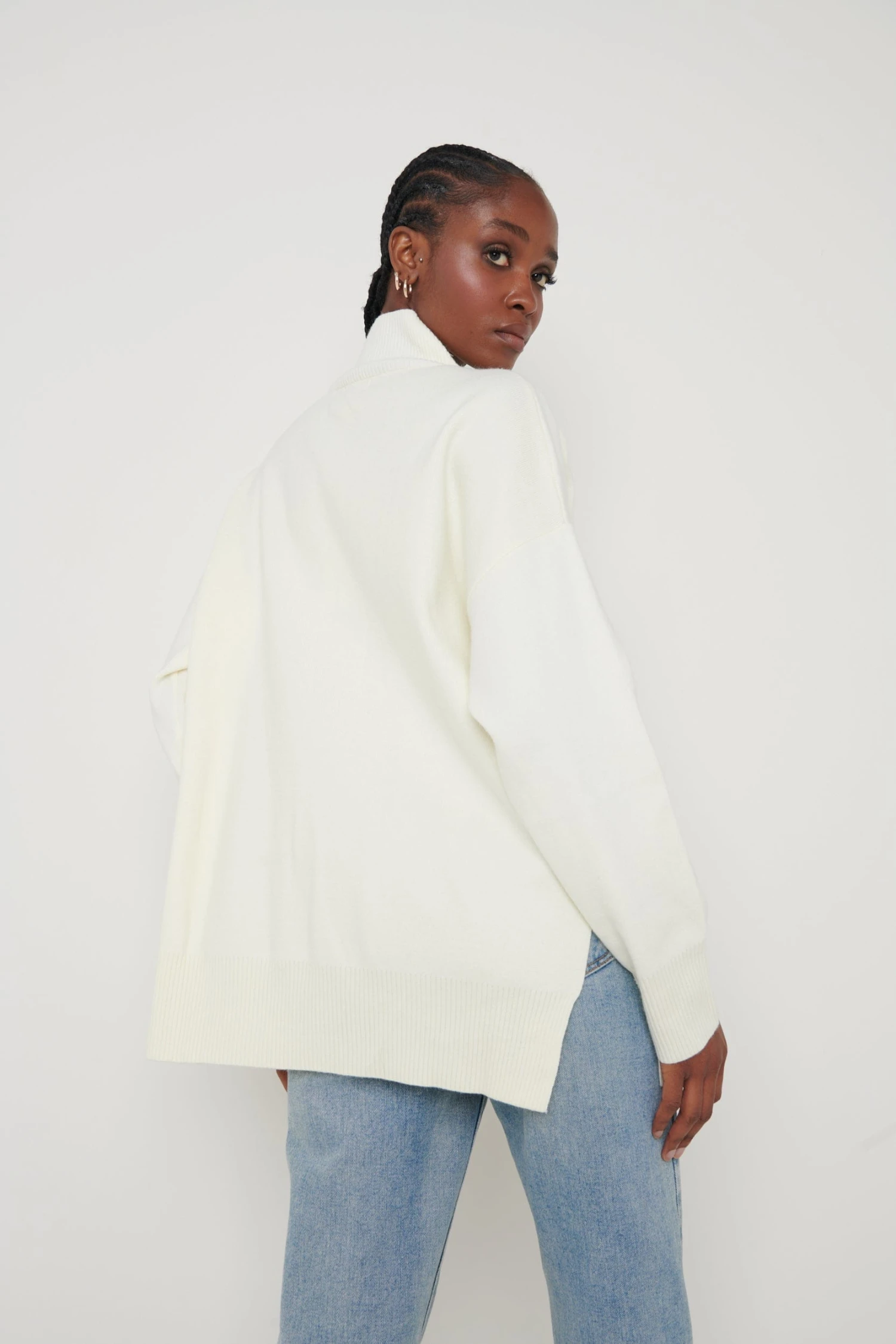 Maeve Zip Collared Jumper - Cream 4 Maeve Zip Collared Jumper - Cream - Image 4