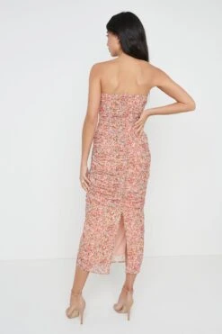 Matilda Ruched Midaxi Dress - Orange Ditsy Floral -Outlet Stylistae Store Matilda Dress 725