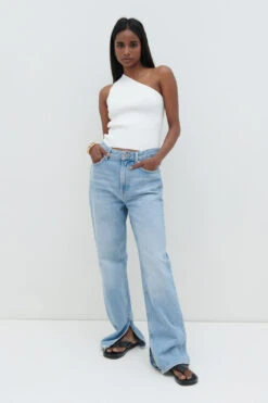 Mckay One Shoulder Knit Top - Cream -Outlet Stylistae Store Mckay Knit Top White 3717 1