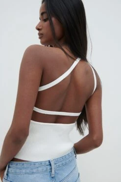 Mckay One Shoulder Knit Top - Cream