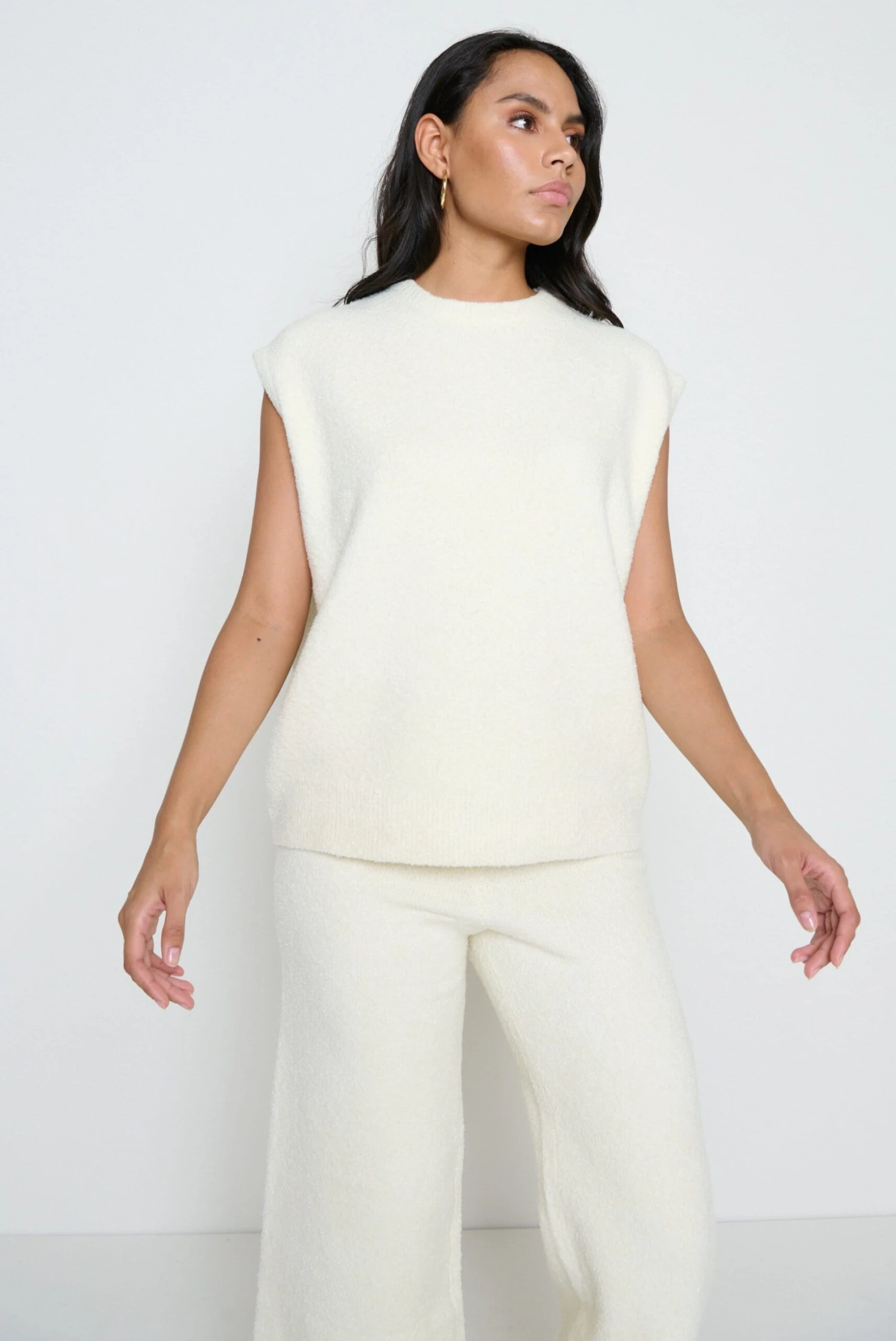 Millie Knit Trousers - Cream 2 Millie Knit Trousers - Cream - Image 2