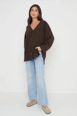 Myla Oversized Jumper - Brown -Outlet Stylistae Store Myla Oversized Jumper Brown 1363