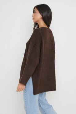 Myla Oversized Jumper - Brown -Outlet Stylistae Store Myla Oversized Jumper Brown 1402
