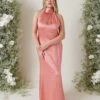 Odelle Maxi Bridesmaid Dress - Matte Apricot Pink