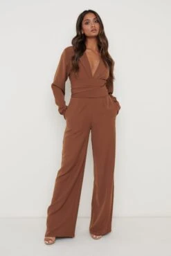 Oaklee Blazer Jumpsuit - Chocolate Brown