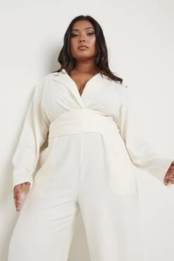 Oaklee Blazer Jumpsuit - Cream 13 Oaklee Blazer Jumpsuit - Cream -Outlet Stylistae Store Oaklee Jumpsuit Cream Curve 1621