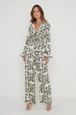 Orla Printed Cowl Neck Jumpsuit - Monochrome Floral 7 Orla Printed Cowl Neck Jumpsuit - Monochrome Floral -Outlet Stylistae Store Orla Printed Cowl Neck Jumpsuit 3023