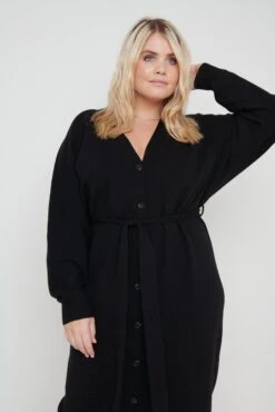 Peony Belted Cardigan Dress - Black -Outlet Stylistae Store Peony Belted Cardigan Dress Curve 3505