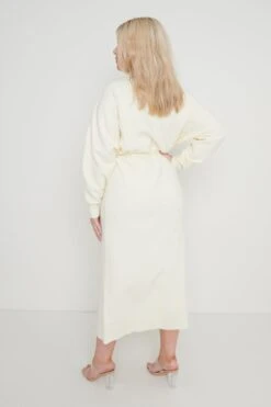 Peony Belted Cardigan Dress - Cream -Outlet Stylistae Store Peony Belted Dress Cream Curve61