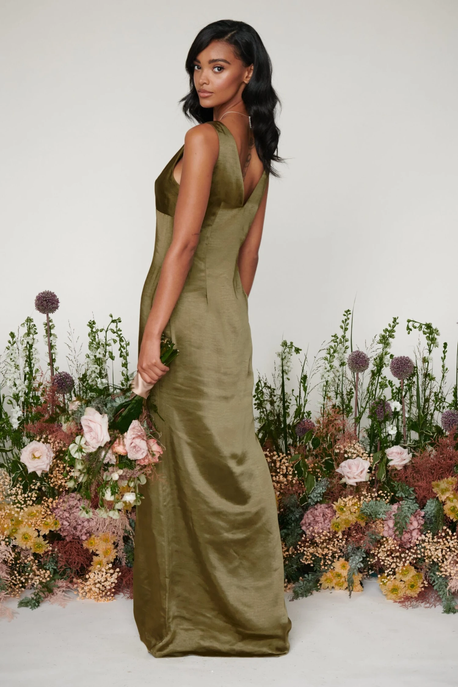 Piper Maxi Bridesmaid Dress - Matte Military Olive 4 Piper Maxi Bridesmaid Dress - Matte Military Olive - Image 4
