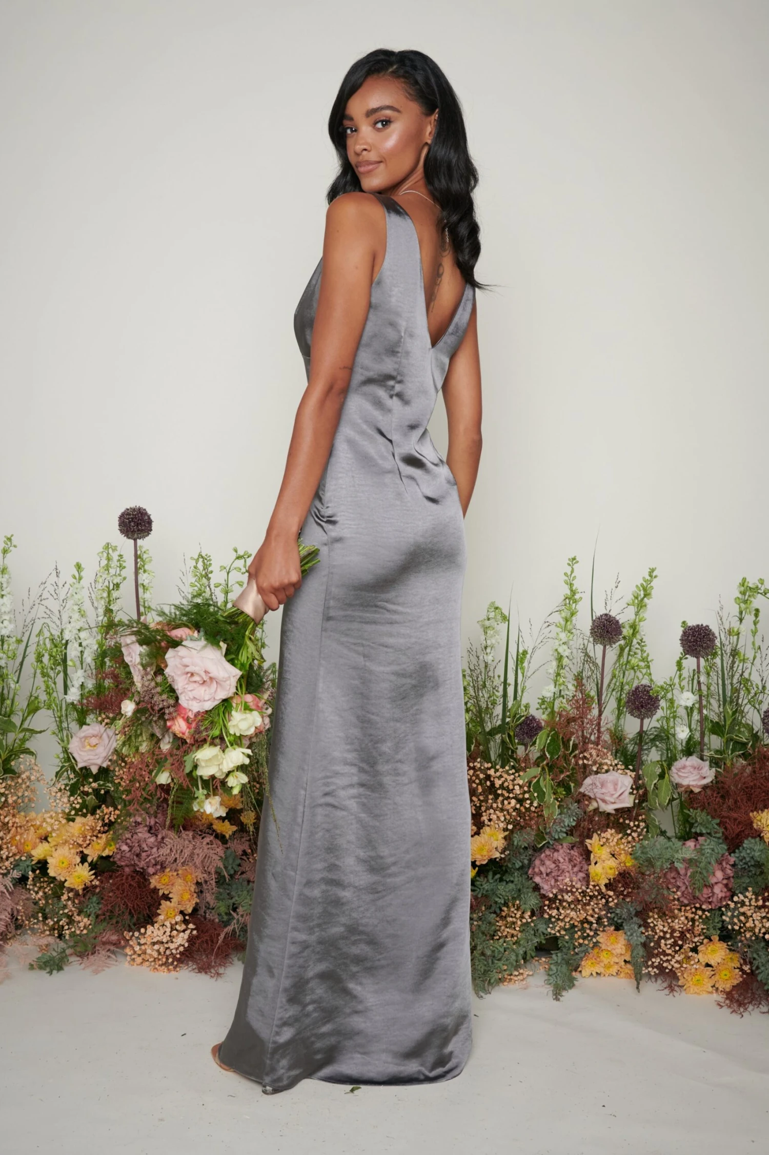 Piper Maxi Bridesmaid Dress - Matte Slate Grey 4 Piper Maxi Bridesmaid Dress - Matte Slate Grey - Image 4