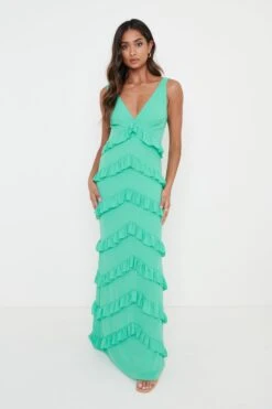 Piper Ruffle Maxi Dress - Green